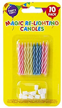 Fun Magic re Lighting Kerzen 10 Stück Candy Stripe Classic Geburtstagskerzen mit Halter