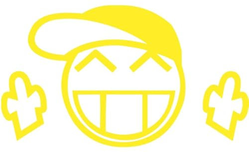 Decus Smiley Cap Fuck Mittelfinger Stinkefinger L 0051 (neon gelb) // Sticker OEM JDM Style Aufkleber