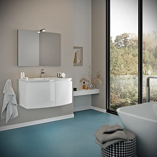 Kiamami Valentina Mobile bagno 80 cm con frontale curvo e due ante bianco lucido | Garda