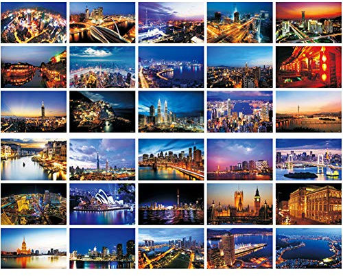 30 PCS 1 Set Berühmte Stadt Nachtansicht Wahrzeichen Gebäude Reise Sehenswürdigkeiten Landschaft Postkarte Grußkarten Geschenk Blank Postkarten