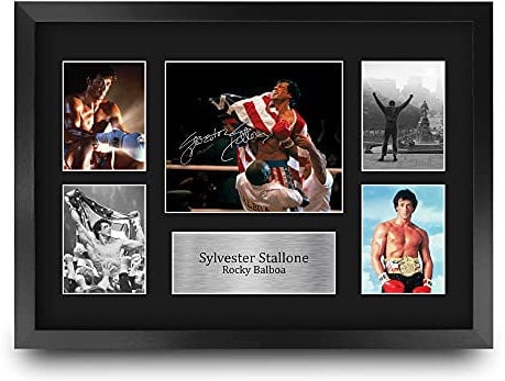 HWC Trading FR A3 Sylvester Stallone Rocky Geschenke Gedruckt, Signiert Autogramm Bild Display Für Film-Erinnerungsstücke-Fans - A3 Eingerahmt