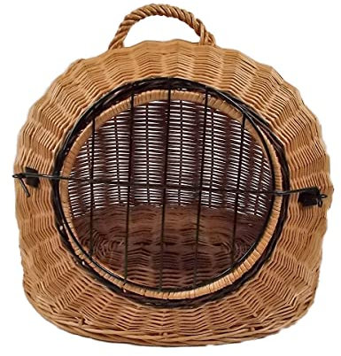 Transportkorb aus Weide für Tiere Braun Gr. S 45x35x44 cm abnehmbares Metall-Gitter