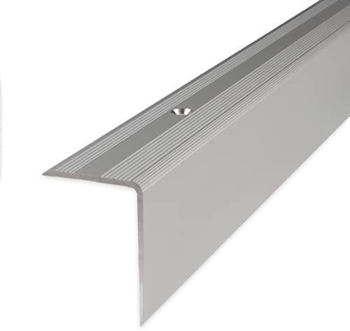 PROVISTON | Nez de marche | Alu | Couleur Argent | Largeur 30 mm | Hauteur 42 mm | Longueur 1000 mm | Nez de marche à visser | Nez de marche escalier | Cornière alu | 1 pièce