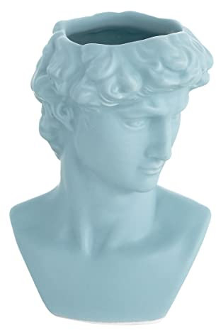 Baroni Home Vase aus Keramik, Kopf von David Azurblau, Halbbrust-Statue im klassischen Stil, Stifthalter, 9,5 x 8 x 14 cm