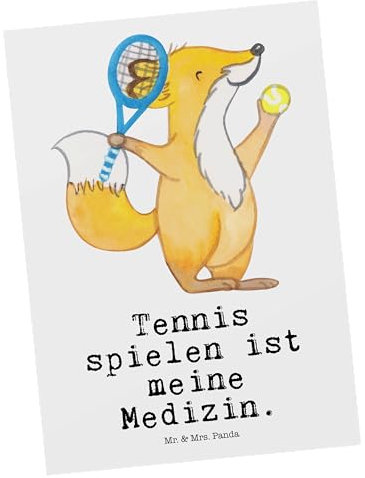 Mr. & Mrs. Panda Postkarte Tennis spielen - Geschenk, Sportart, Ansichtskarten, Tennisverein, Dankeschön, Tennis Turnier, Geburtstagskarte,