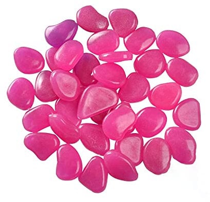 MacroHu 100 Piezas Piedras Decorativas Piedras Luminosas Jardin Piedras Acuarios Grava de Resina Decorativa Fluorescentes Piedras Piedras para Decoración Pasillos Piedras Macetas- Violeta Oscuro