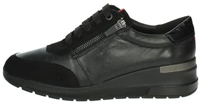 CINZIA SOFT, Sneaker Donna con Cerniera in Pelle Nero, Zeppa Bassa 4 cm, Plantare Estraibile, 15966
