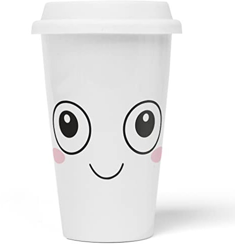 JUNIWORDS To-Go Becher mit Deckel, Süßes Gesicht (1008297)