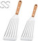Herogo Fish Spatula, 2 Pieces Stainless Steel Fish Turner with Wooden Handle, Metal Slotted Spatula Turner for Flipping, Frying and Grilling, Attached S-Hooks, Dishwasher Safe (27cm & 31.5cm)
