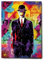 Giallobus - Gemälde - Der Mann und die Apfel-Pop-Art - Leinwand mit Standardrahmen - 100x140 - Bereit zum Aufhängen - Moderne Gemälde für zu Hause