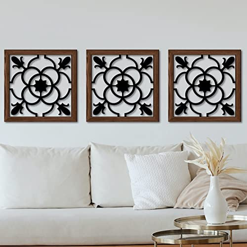 3 Stück Holzornamente Wandornamente, Wandbild Wanddeko Aus Holz Geschnitzt Ornament Zum Wand Deko Ornament Vintage Wandbild Aus Holz - Landhaus Fensterdeko Wandbehang Für Möbel Wanddeko (30*30cm) ( Co