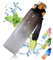 X SIM FITNESSX 1000ML Trinkflasche Sport Wasserflasche Drink Bottle mit Zeitmarkierungen BPA FREE für Schule Sport Yoga Fitness (Direkt-Schwarz)