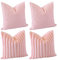 JOTOM Dekokissen Kissenbezüge 45x45cm 4er Set Soft Kissenhülle Einfarbig Streifen Kissenbezug für Sofa Büro Couch Schlafzimmer Bett (45x45cm, Rosa)
