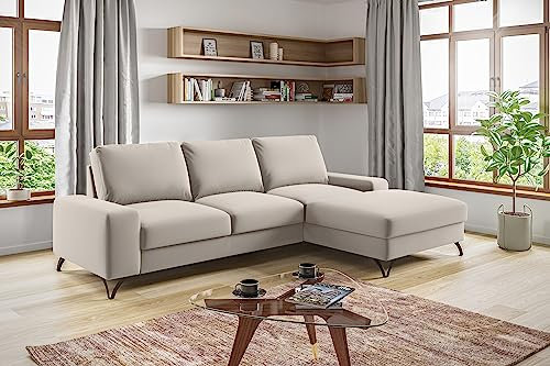 Design Möbel Ecksofa mit Schlaffunktion Eckcouch mit Bettkasten Ecksofa mit Schlaffunktion Sofa l Form Sofa mit schlaffunktion Schlafsessel Gästebett Sofa Bed Bettfunktion OLIVIO 6 MV 06