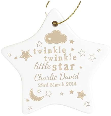Personalised Baby Ceramic Star. Twinkle Twinkle Keepsake Decoration