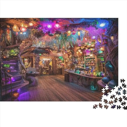 ChengzeTCo Verzauberte Bibliothek 1000 Teile Modernes Jigsaw Puzzle, Fantasie, Experten-Level, 14-99 Jahre, 1 Stück, Karton, Rechteckig, 75x50cm, Tabletop, Puzzle, 1 Set, 1000 Teile, 1 Box
