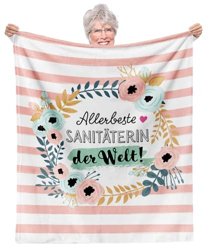Facepot Sanitäterin Geschenk Kuscheldecke (130x150cm) - Tolles Geschenk für Heldin im Rettungsdienst zum Geburtstag, Ruhestand, Jobwechsel oder Danke - Allerbeste Sanitäterin der Welt