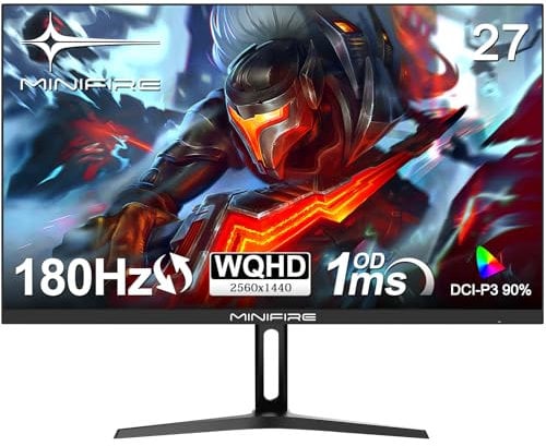 Minifire Gaming Monitor 27,180 Hz, WQHD(2560×1440), Fast IPS, 1ms(OD), HDR, 120% sRGB, AMD FreeSync+,Motion Blur Reduction Technologie, VESA(100 x 100 mm) - Schwarz MFG27F4Q