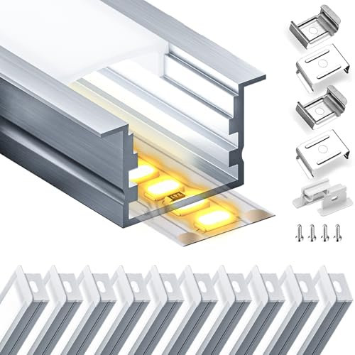 LASLUX LED Aluminium Profil für LED Strips, Alu LED Schiene kompatibel mit 12.3mm LED Streifen, hochwertiges Alu Profil für LED Beleuchtung - 27.2x15mm