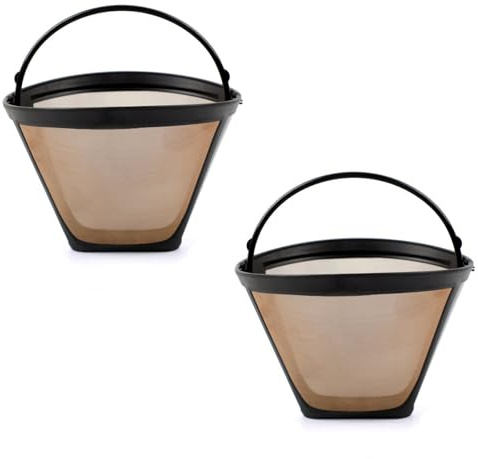 2Pcs Durable Permanent Coffee Filters Washable Steel Filter Cone Mesh Basket Reusable Coffee Filters Fine Net for Most Coffeemakers
