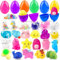 Edmirfun 24 Huevos de Pascua Rellenos de Mochi, Kawaii Mochi Toys, Huevos De Pascua para Apretar Sorpresa, Juguetes Piñata, Huevos De Pascua Plastico para Fiesta de Pascua, Regalos De Pascua Niños