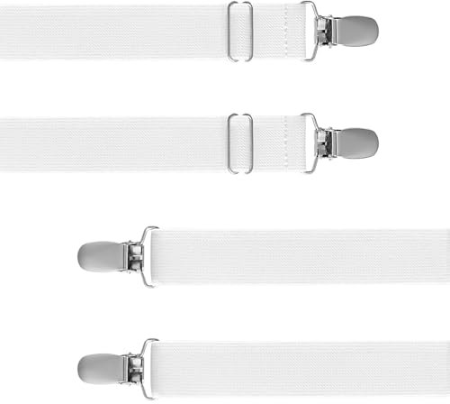 Newentor Verstellbare Bettlakenspanner – 4er Set mit Metallclips, Elastische Spannklammern für alle Matratzengrößen