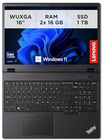 Lenovo - Estación de trabajo móvil ThinkPad P16v Gen 2, portátil profesional Windows 11 Pro, Intel Core Ultra 7 155H, RAM 64GB DDR5, 1 TB SSD NVMe - Ordenador NVIDIA RTX 2000 Ada, USB-C