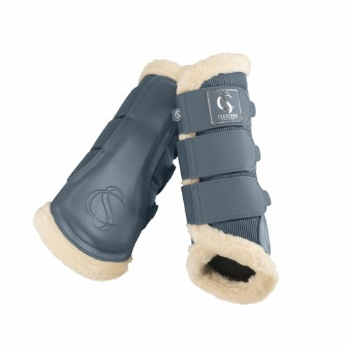 Eskadron Gamaschen Pferdegamaschen Mesh Fauxfur Classic Sports, Farbe:Steel Blue, Größe:L