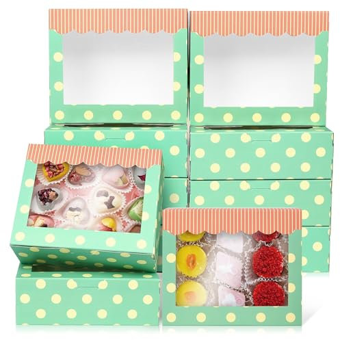 GXFCING 30Pcs Cookie Boxes with Window 6 x 5 x 2 inches Disposable Food Grade Small Bakery Boxes for Brownie Biscuit Macaron Candy Sweet Chocolate Packing