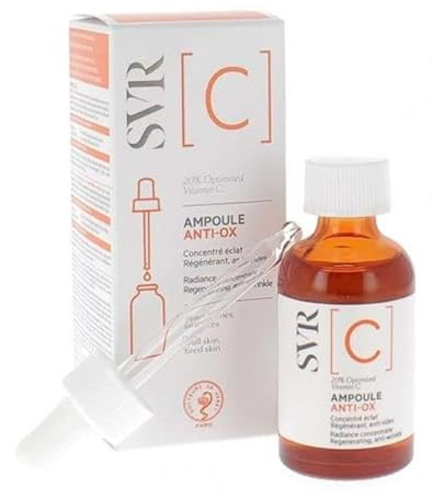 Siero Viso Illuminante anti-età con Vitamina C, SVR Ampoule C Gocce Concentrate Anti-ossidanti. Ampolla da 30ml
