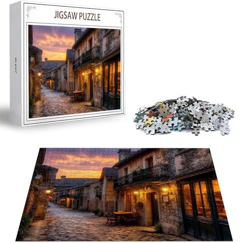 Puzzle 100 Teile Kleine Stadt Puzzle Erwachsene, DIY Groß Puzzelmatten, Holzpuzzle für Erwachsene und Kinder ab 12 Jahren Wooden Jigsaw Landschaft Geschicklichkeitsspiel für Die Ganze Familie, D-467