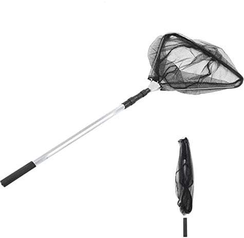 SPYMINNPOO Folding Fishing Snare, Spoon Fishing Net with 2.1m Telescoping Pole Handle for Fish Catching