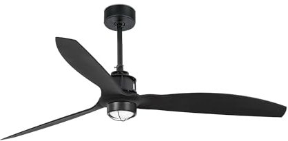Faro Just Ventilador de techo mediano de 3 aspas, negro mate, con luz de 3000 K, sistema Wiz Smart
