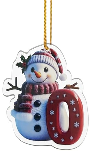 Personalized Acrylic Letter Snowman Christmas Ornaments, Personalized Diy Baubles Snowman Hanging Ornament, 26 Alphabet Christmas Tree Decorations (O)