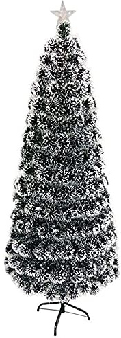 Christmas Tree Snow Covered Artificial Thin Black Pencil Christmas Trees Fiber Optic Tree with Metal Stand 1028(Size:180cm/6ft) (210cm/7ft)