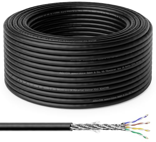 deleyCON 10m CAT 7 Outdoor Verlegekabel Kupfer CU S/FTP 10Gbps | Starr, PIMF Schirmung, 1000MHz, Außenbereich wetterfest, Netzwerkkabel Installationskabel LAN Ethernet, Garten Terrasse