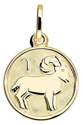 My Gold Damen Kinder Anhänger Sternzeichen WIDDER Gold 333 (Ohne Kette) Gelbgold (8 Karat) Ø 12mm Rund Tierkreiszeichen Zodiac round A-06017-G303-Wid