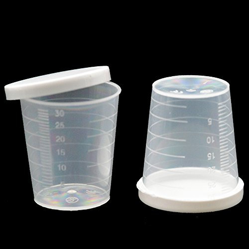 fujiyuan 10 PCS 30 ml Messbecher Becher Lab Supplies Aufbewahrung Test graduiert Kunststoff Container Liquid klar mit GAP Weiß
