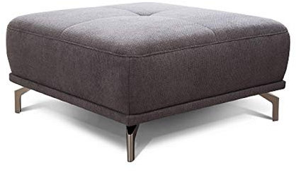 CAVADORE XXL-Hocker Carly / Fußbank fürs Wohnzimmer / Polsterhocker passend zum Ecksofa Carly, 91 x 45 x 91, Webstoff grau