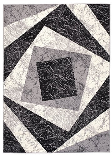 Carpeto Modern Teppich Grau 250 x 350 cm Geometrische Muster Kurzflor Monaco Kollektion