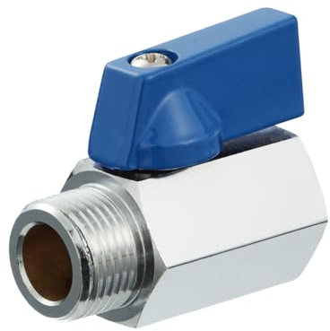 Mini-Kugelhahn flachdichtend, mit Flügelgriff, Absperrventil Messing, IG/AG, 3/8 Zoll