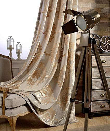 adaada 2er-Set Luxus vorhänge Europäische Jacquard vorhänge für Wohnzimmer (Braun, 245 * 140cm)