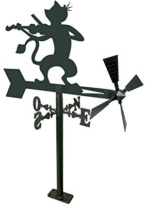 Arthifor - Veleta de Viento para Jardín con Silueta Gato con Violín,Negro Mate,90x 95 cm (21306)