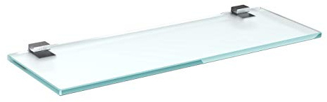 bijon Glasregal Glasablage Wandregal Glas Bad-Regal Glas Badezimmer Regal Badablage Ablageregal - 8mm Hartglas, 30 x 15 cm, Milchglas + Halterung G - Edelstahl Optik