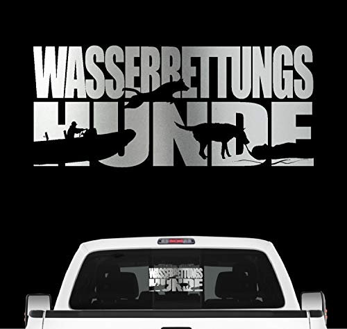 siviwonder Wasserrettungshunde Hundesport Auto Aufkleber Hund Folie Mantrailing Suchhunde Farbe Silber Metallic, Größe 60cm