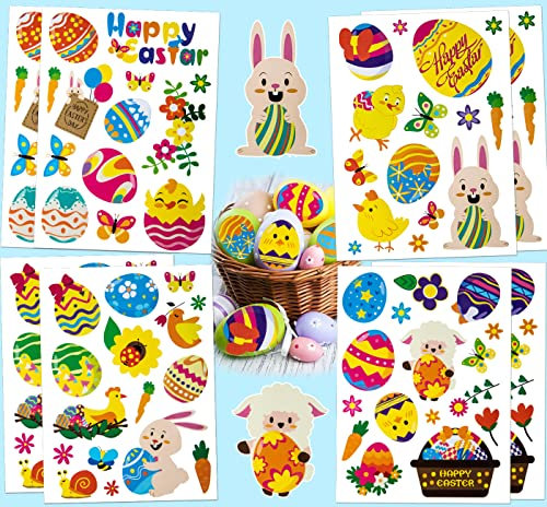 Osteraufkleber, Fyvadio 12 Blätter 180 Stück Osterhasen-Aufkleber Eier Küken Etiketten für Ostern Party Favor DIY Craft Art Making Dekoration