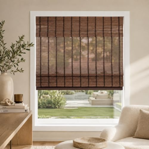 CHICOLOGY Blinds, Roman Home Bamboo Patio, Blinds & Shades, Window Shade, 34 W X 64 H, Bear