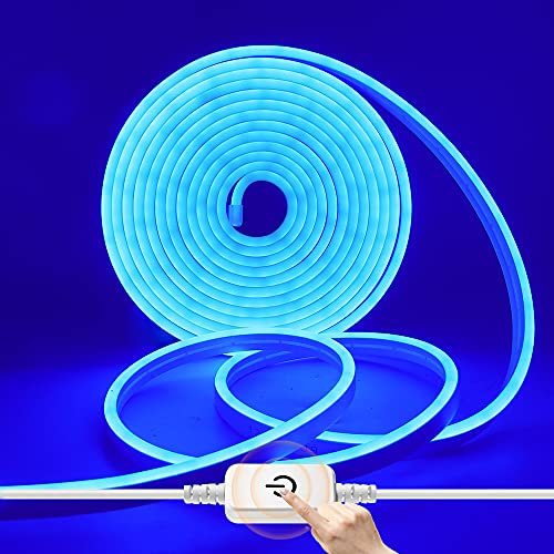 HEGEHE Dimmbar Neon LED Streifen, 12V 2835 LED Strip Wasserdicht Diffusion Silikon Neon Flex LED Lichtband Schlauch für Innen Aussenbereich Heim Küche DIY Deko (Blau, 3M)