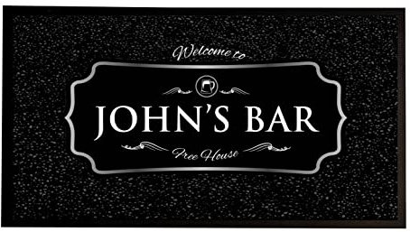 Tapis de bar personnalisé – Étiquette chromée – Tapis de bienvenue – Tapis de bienvenue – Tapis de bienvenue – Tapis de bar