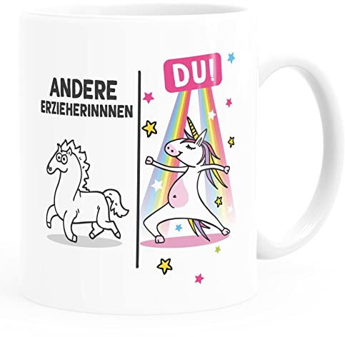 Moonworks® Kaffee-Tasse Einhorn Geschenk Erzieherin Abschied Kita Kindergarten Andere Erzierinnen Du weiß standard